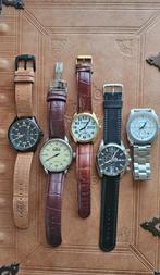 Stoere heren horloges, Overige merken, Leer, Staal, Polshorloge