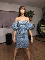 Blauwe jurk met pofmouwen - Maat 36, Kleding | Dames, Blauw, Ophalen of Verzenden, Maat 36 (S), Boven de knie