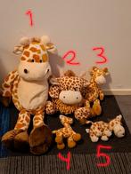 Giraffe knuffels en een houten giraffe, Ophalen