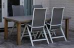 Tuintafel (betonlook) + 4 verstelbare stoelen 21095cm, Tuin en Terras, Ophalen, Gebruikt, Rechthoekig, Hout