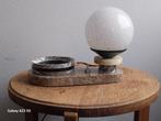 Chique Art Deco tafellamp met marmer en asbak, Ophalen of Verzenden