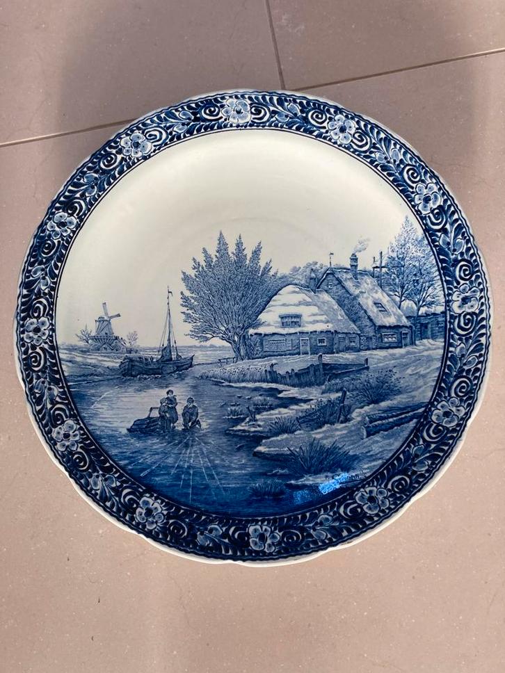 Delfts Blauw Wandbord Boch Belgium, Antiek en Kunst, Antiek | Wandborden en Tegels, Ophalen