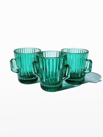 Set van 3 cactus shotglaasjes, groen glas beschikbaar voor biedingen