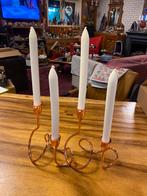 Rood koperen 4 armige moderne kandelaar,lengte 32 cm,hoog 21, Antiek en Kunst, Ophalen of Verzenden, Koper of Brons