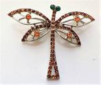 Libelle, grote zilverkleurige broche met strass (7326-3799), Ophalen, Overige materialen, Overige kleuren, Zo goed als nieuw