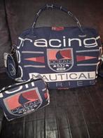 Handgemaakte Handtas + Make-up/Toilettas Set, Ophalen of Verzenden, Nieuw, Blauw