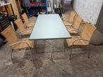 Terrastafel met 6 stoelen, Tuin en Terras, Ophalen, Overige materialen, 6 zitplaatsen, Zo goed als nieuw