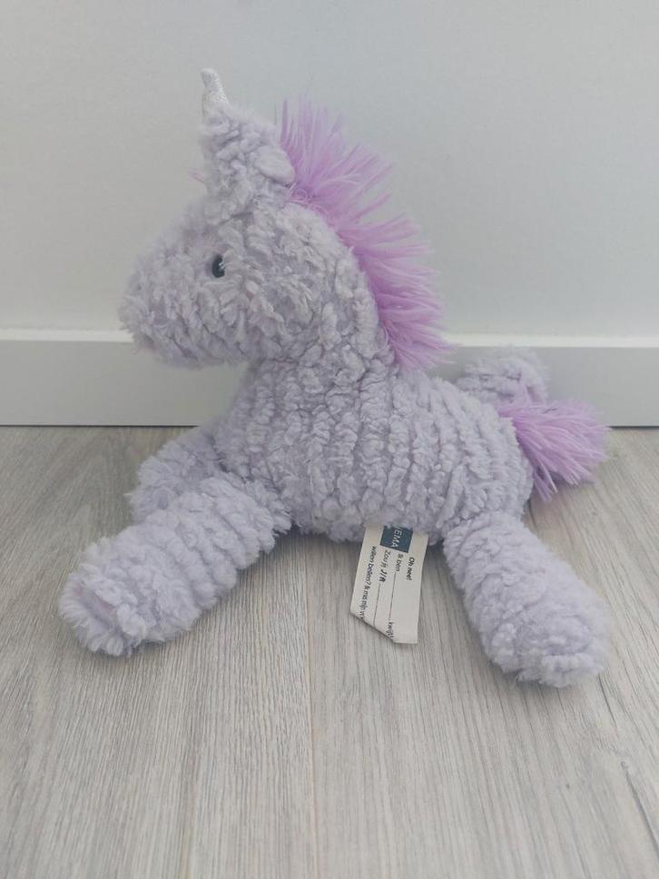 Knuffel Hema Unicorn eenhoorn paard fluffy paars L260, Kinderen en Baby's, Speelgoed | Knuffels en Pluche, Zo goed als nieuw, Paard