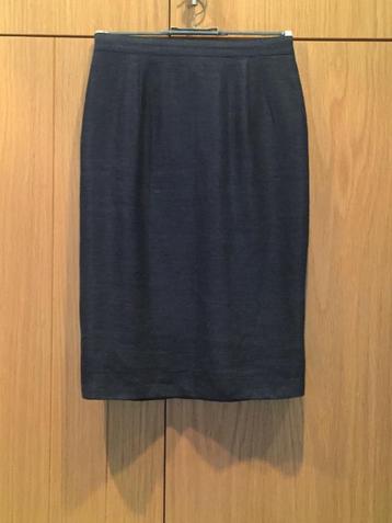 Blauw net rokje; linnen/viscose (gestoomd); Pauw mt (34)36 beschikbaar voor biedingen