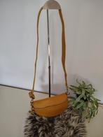 Italiaans leren schoudertasje - mosterdgeel, Ophalen of Verzenden, Zo goed als nieuw, Bruin, Schoudertasje