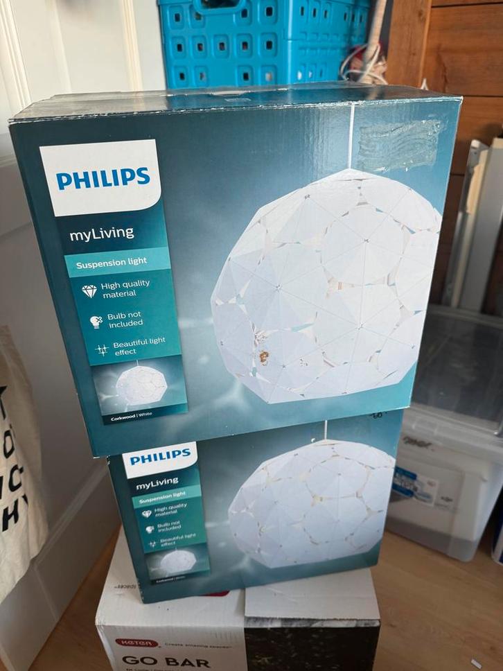 Philips myLiving Hanglamp 2 stuks - Nieuw in doos!, Huis en Inrichting, Lampen | Hanglampen, Nieuw, 50 tot 75 cm, Kunststof, Ophalen of Verzenden