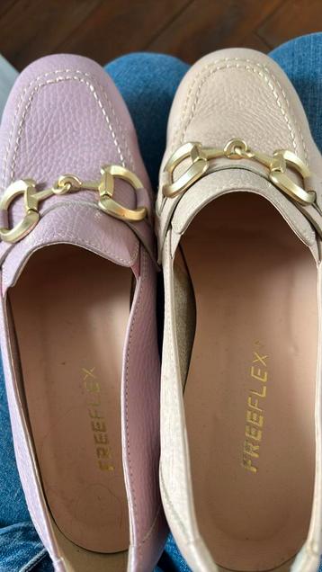 Moccasins op blokhakje pastel 2 paar 37 leer beschikbaar voor biedingen