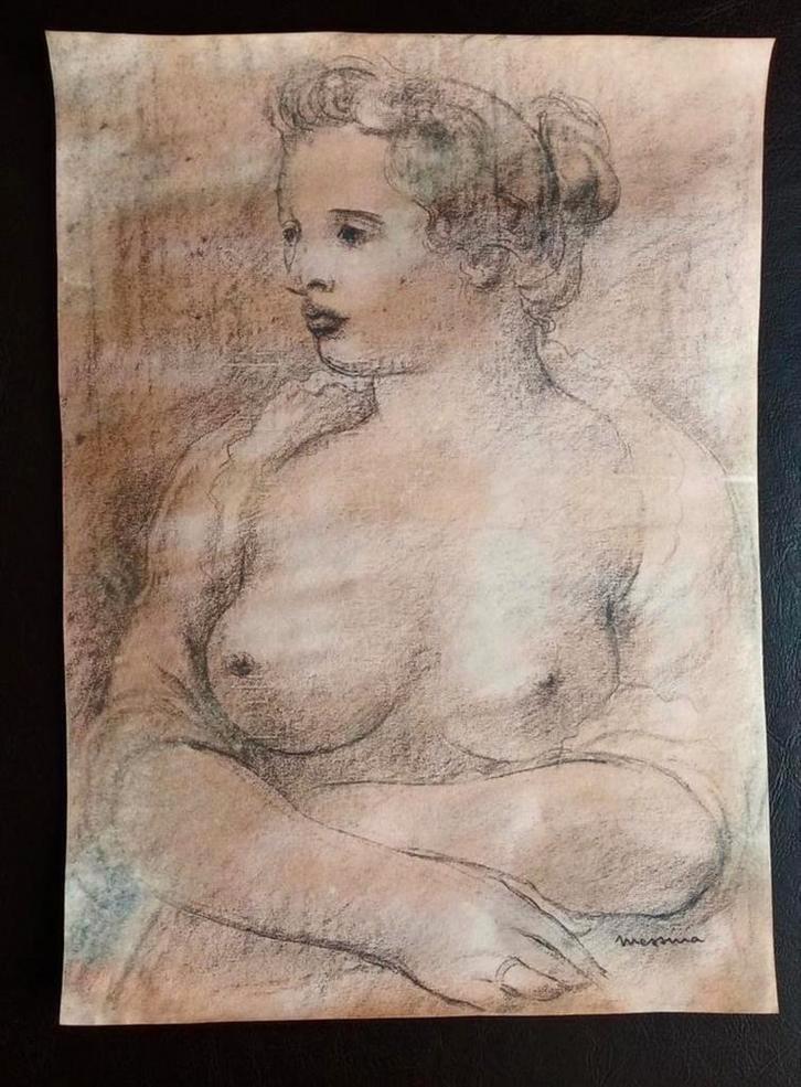 Erotische prent ,unieke kunst van een mooi vrouw, Verzamelen, Foto's en Prenten, Nieuw, Voor 1940, Ophalen of Verzenden