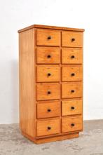 Vintage beukenhouten ladekast schoolkast kastje jaren 50, Minder dan 50 cm, Gebruikt, 5 laden of meer, Ophalen of Verzenden