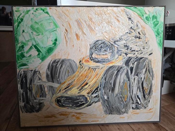 Olieverfschilderij Formule 1, Antiek en Kunst, Kunst | Schilderijen | Abstract, Ophalen