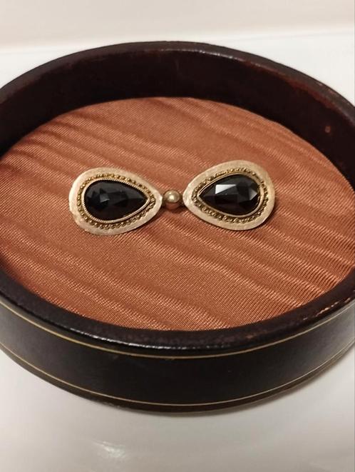 Antiek 14k gouden broche met facet geslepen granaat, Sieraden, Tassen en Uiterlijk, Antieke sieraden, Broche, Goud, Ophalen of Verzenden