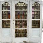 Set Jugendstil glas in lood deur met zijramen 204x204cm., Ophalen