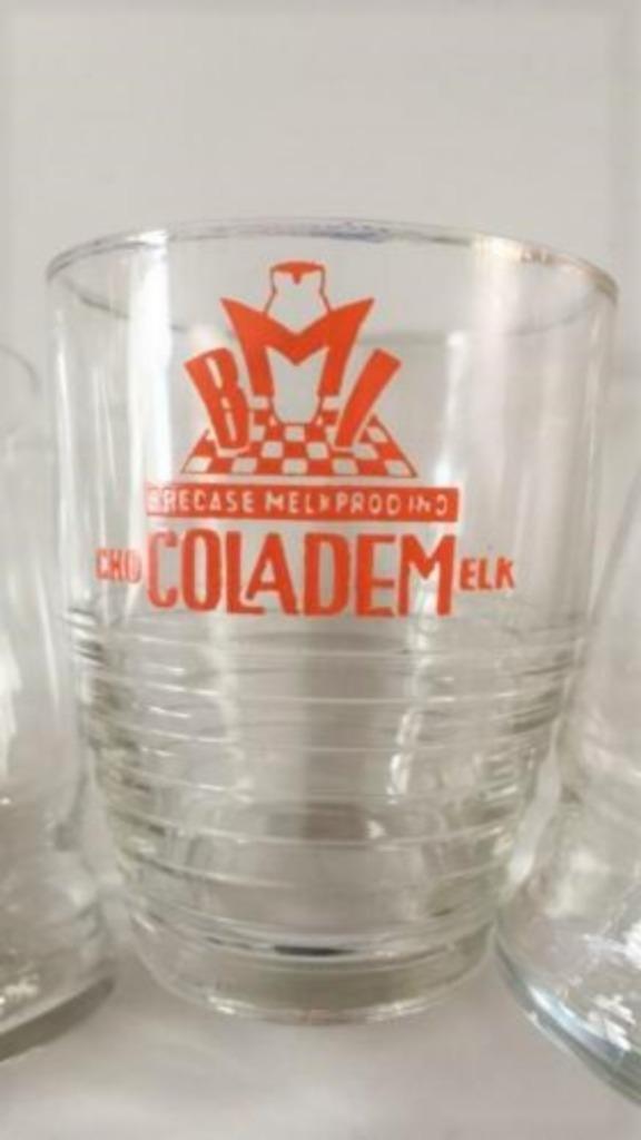 3 BMI Oude Glazen Bredase Melkprod Industrie Chocolademelk, Verzamelen, Glas en Borrelglaasjes, Zo goed als nieuw, Overige typen