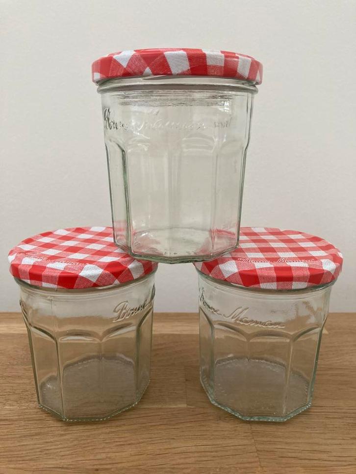 Jampotten Jampotjes Bonne Maman 3x, Huis en Inrichting, Keuken | Potten en Pannen, Zo goed als nieuw, Glas, Ophalen