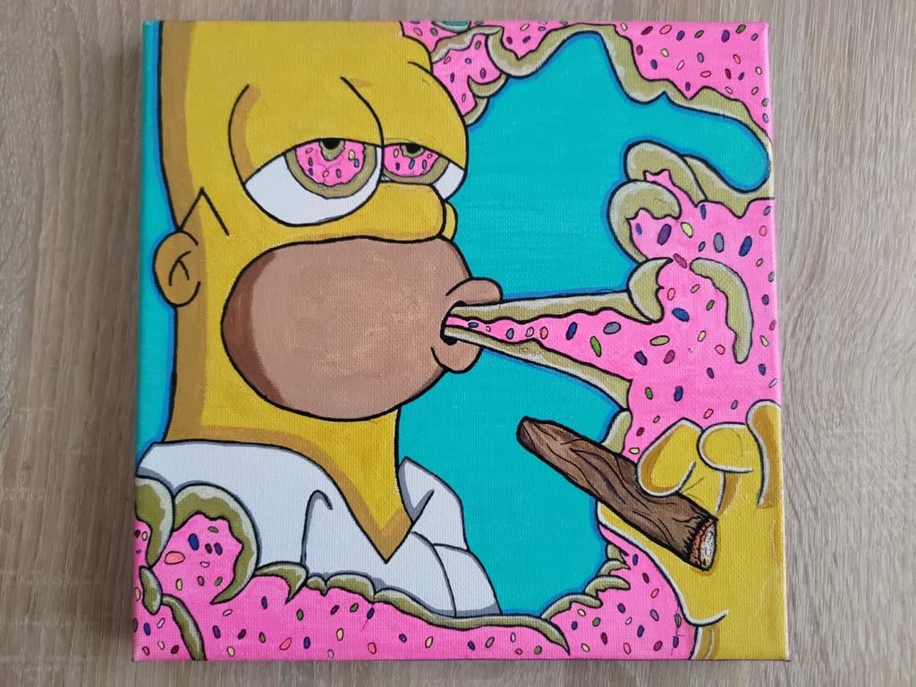 Homer Simpson Kunstwerk (neon), Antiek en Kunst, Kunst | Schilderijen | Klassiek, Ophalen of Verzenden