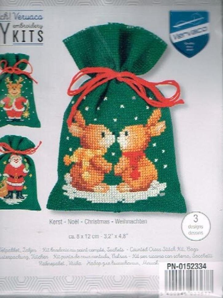 Cado vervaco borduurpakket, set van 3 geurzakjes, kerst 334, Hobby en Vrije tijd, Borduren en Borduurmachines, Nieuw, Borduurpakket