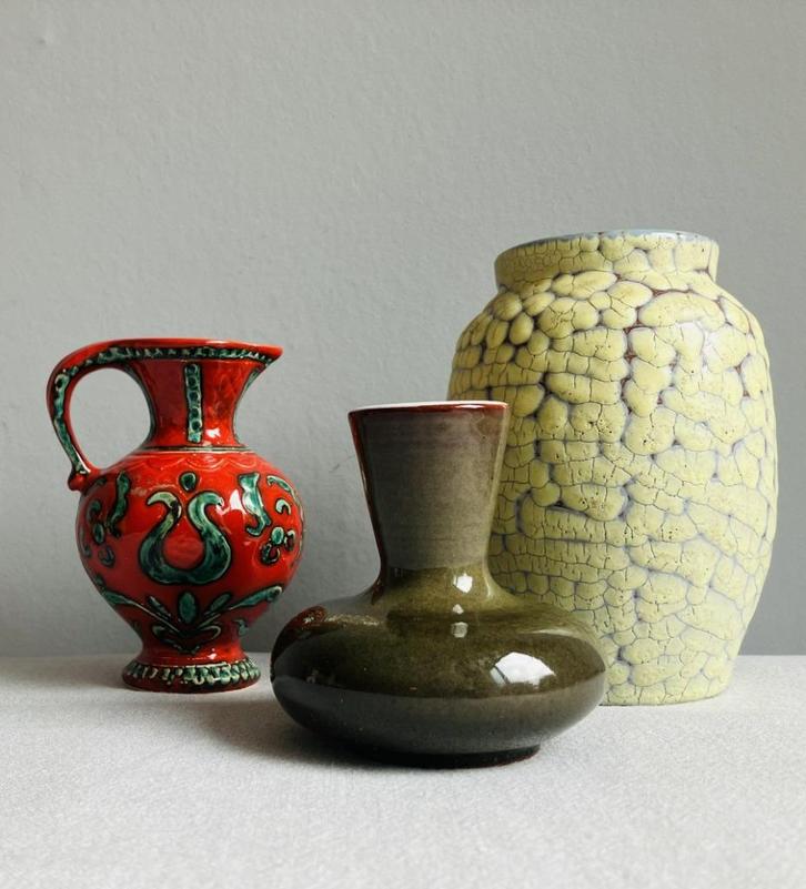 Jasba? Gmundner Austria vintage vazen krimpglazuur sixties, Antiek en Kunst, Antiek | Keramiek en Aardewerk, Ophalen of Verzenden