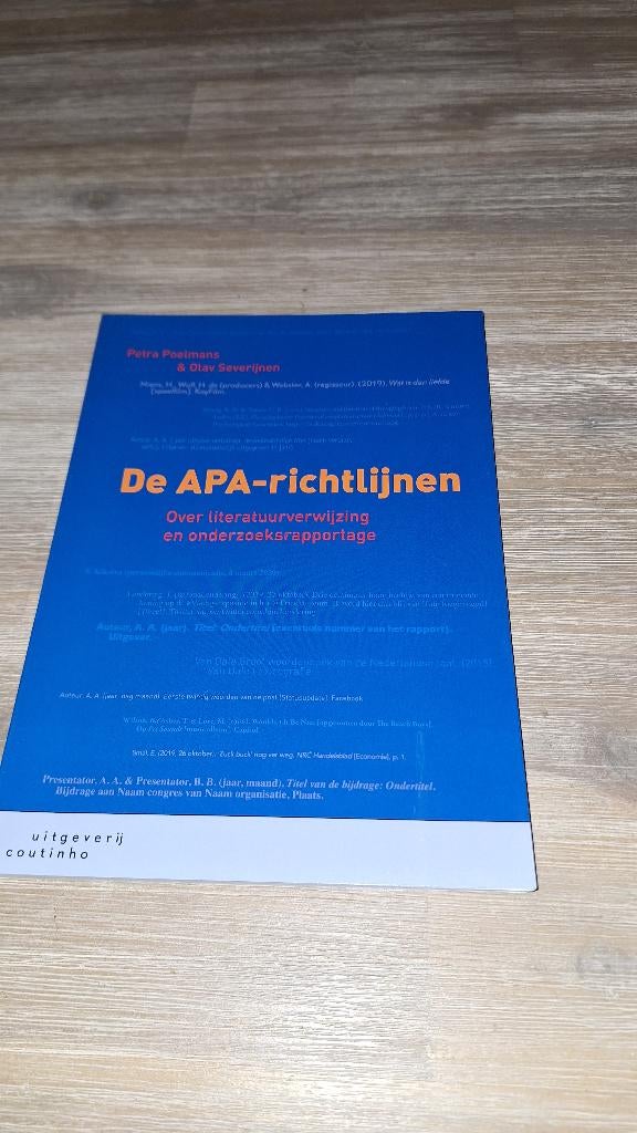 9789046907283 De APA richtlijnen: over literatuurverwijzing, Boeken, Ophalen of Verzenden, Gamma, Nieuw, HBO