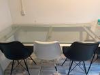 Glazen eettafel 180x90 + 4 stoelen, Moderen, Vijf personen of meer, 150 tot 200 cm, Rechthoekig