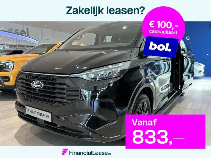 Ford Transit Custom 320 2.5 PHEV L2H1 Black Platinum DC |, Auto's, Bestelauto's, Bedrijf, Lease, Financial lease, 360° camera