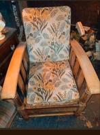 Vintage fauteuil / rookstoel met houten frame, Huis en Inrichting, Fauteuils, Ophalen, Gebruikt, Minder dan 75 cm, Vintage