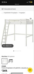 Stora Hoogslaper Bed - Wit, Ophalen, Hoogslaper, 160 tot 180 cm, 140 cm