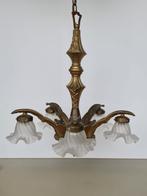 grote 5 armige art-nouveau art-deco kroonluchter luster lamp, Ophalen, Gebruikt, Glas, Art nouveau