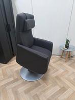 Prominent Toscana Relaxfauteuil - Zwart Leer/Grijs Stof, Ophalen of Verzenden, Minder dan 75 cm, Stof, 50 tot 75 cm