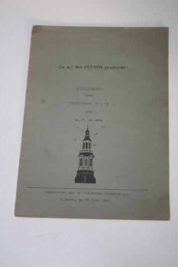 Afscheidspreek Ds. P. de Jong van Nijkerk uit 1969  beschikbaar voor biedingen