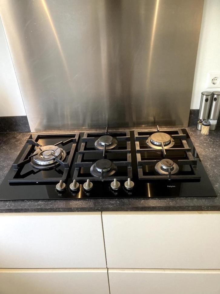 inbouw glas- gaskookplaat Pelgrim 5-pits incl. wokbrander, Witgoed en Apparatuur, Kookplaten, Gebruikt, Inbouw, Gas, 5 kookzones of meer