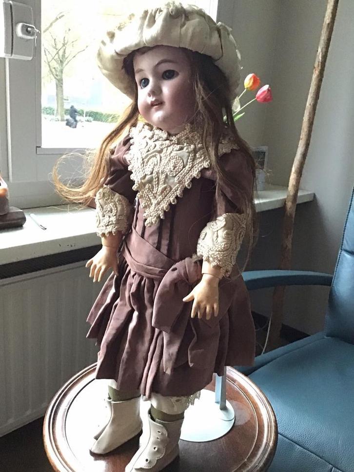 Antieke pop met porseleinen hoofd,antieke spreekpop DEP., Antiek en Kunst, Antiek | Speelgoed, Ophalen