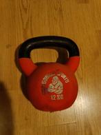 Kettlebell 12kg gietijzer met rubbercoating - Gorilla Sports, Ophalen, Gebruikt, Buik, Kettlebell
