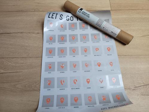 HEMA Scratch Off Poster Citties Bucket List *nieuw* ~ NK6901, Verzamelen, Posters, Nieuw, Overige onderwerpen, A1 t/m A3, Rechthoekig Staand