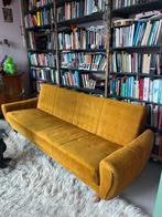 Vintage mosterdgele slaapbank, Ophalen, 190 cm of minder, 100 cm, Gebruikt