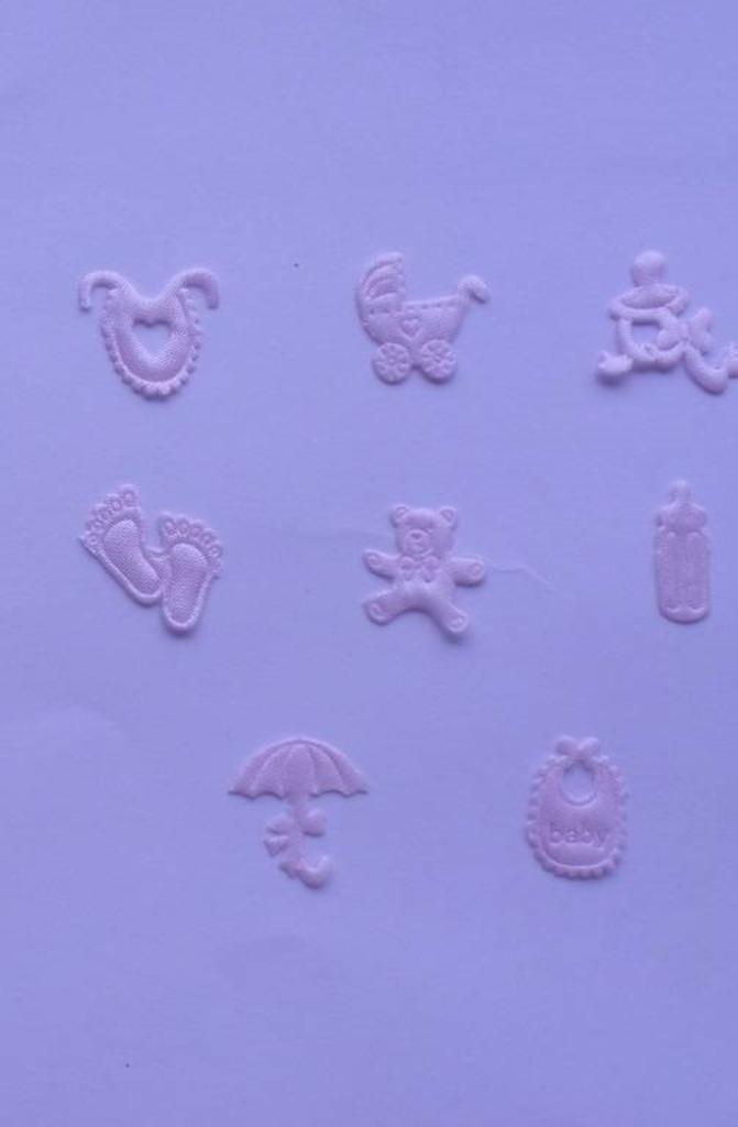 8454-5 -Set BABY Deco ROZE – 8 x Zijde BABY FIGUURTJE., Hobby en Vrije tijd, Knutselen, Nieuw, Materiaal, Ophalen of Verzenden