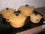 Le Creuset Pannenset 3 stuks, Keramische plaat, Pannenset, Ophalen of Verzenden, Zo goed als nieuw