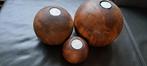 Waxine licht houders houten bollen, Minder dan 25 cm, Ophalen of Verzenden, Hout