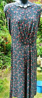 Jurk groen vogelspatroon print bloemenjurk dress vintage S, Ophalen of Verzenden, King Louie, Maat 36 (S), Gedragen