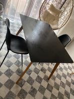 Moderne zwarte eettafel, Gebruikt, 100 tot 150 cm, Vier personen, Rechthoekig