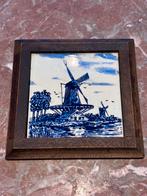 Vintage tegel, schilderij Delfstblauw, molen water, wandbord, Ophalen of Verzenden