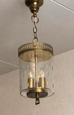 Italiaans Art Deco hanglamp messing en glas, Ophalen