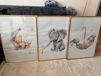 Set van 3 kinder kamer posters met lijst 70x50, Ophalen, Gebruikt, Met lijst, A1 t/m A3