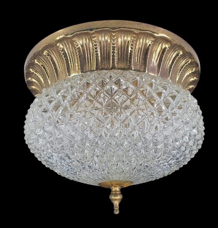 2088 vintage glazen plafoniere barok rzb plafondlamp lamp, Huis en Inrichting, Lampen | Plafondlampen, Metaal, Ophalen of Verzenden