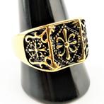 Goudkleurige Roestvrij Staal Ring Fleur-de-lis- RVS - Heren, Sieraden, Tassen en Uiterlijk, Ringen, Heer, Nieuw, Esde2, GPSR@esde2.eu