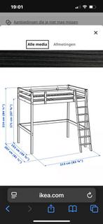 Ikea hoogslaper StorA, Ophalen, Gebruikt, Zwart, Tweepersoons